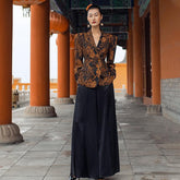 Coffee Brown Jacquard Blazer